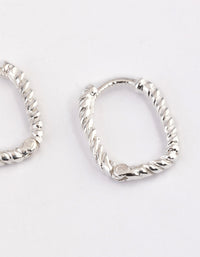 Sterling Silver Rectangle Rope Hoop Earrings - link has visual effect only