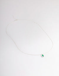 Sterling Silver Cubic Zirconia Emerald Cut Pendant Necklace - link has visual effect only