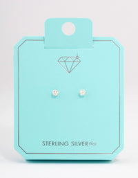 Sterling Silver 4mm Pave Ball Stud Earrings - link has visual effect only