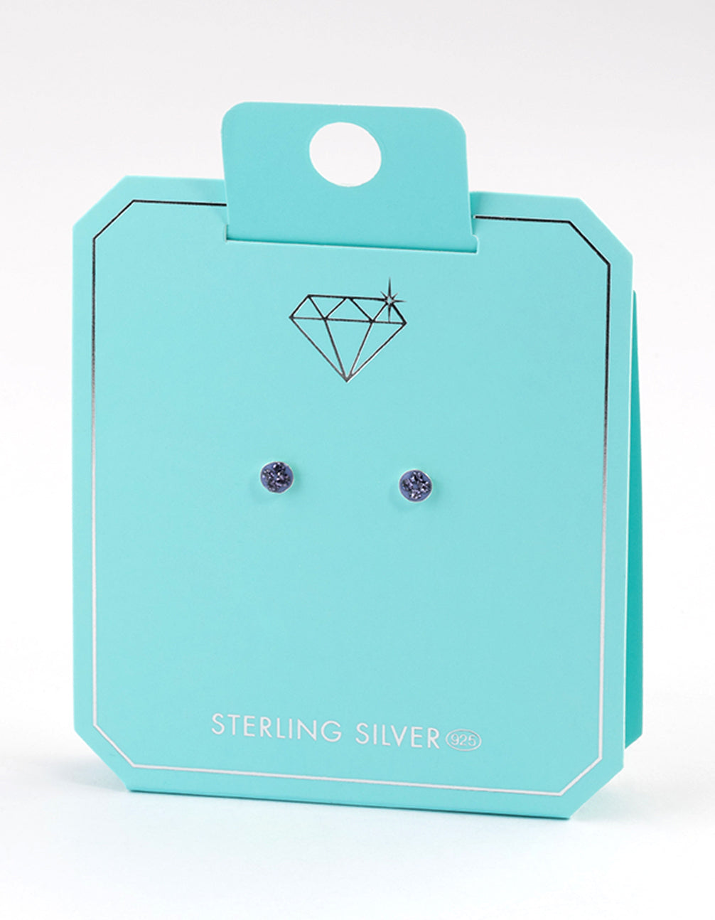 Sterling Silver Lilac Pave Flat Stud Earrings