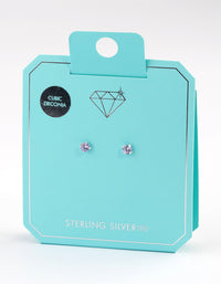 Sterling Silver Lilac Stud Earrings 4mm - link has visual effect only