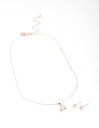 Rose Gold Cubic Zirconia Marquise Butterfly Earrings & Necklace Set - link has visual effect only