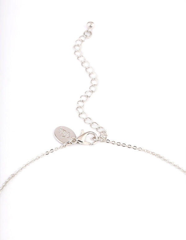 Silver Cubic Zirconia Pearl Halo Earrings & Necklace Set