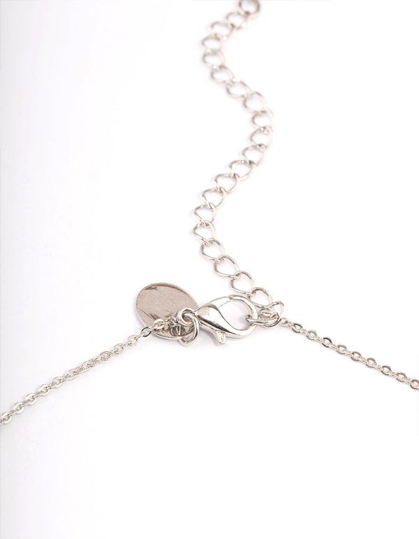 Silver Cubic Zirconia Oval Halo Earrings & Necklace Set