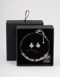 Silver Leaf Earrings & Toggle Bracelet Set - link has visual effect only