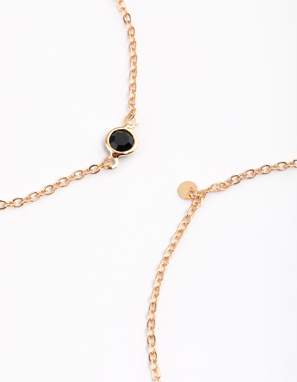 Gold Four Layer Black Stone Anklet