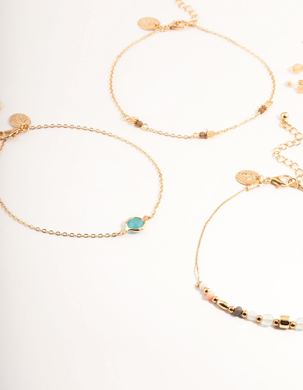 Gold Five Layer Multi Bead Anklet
