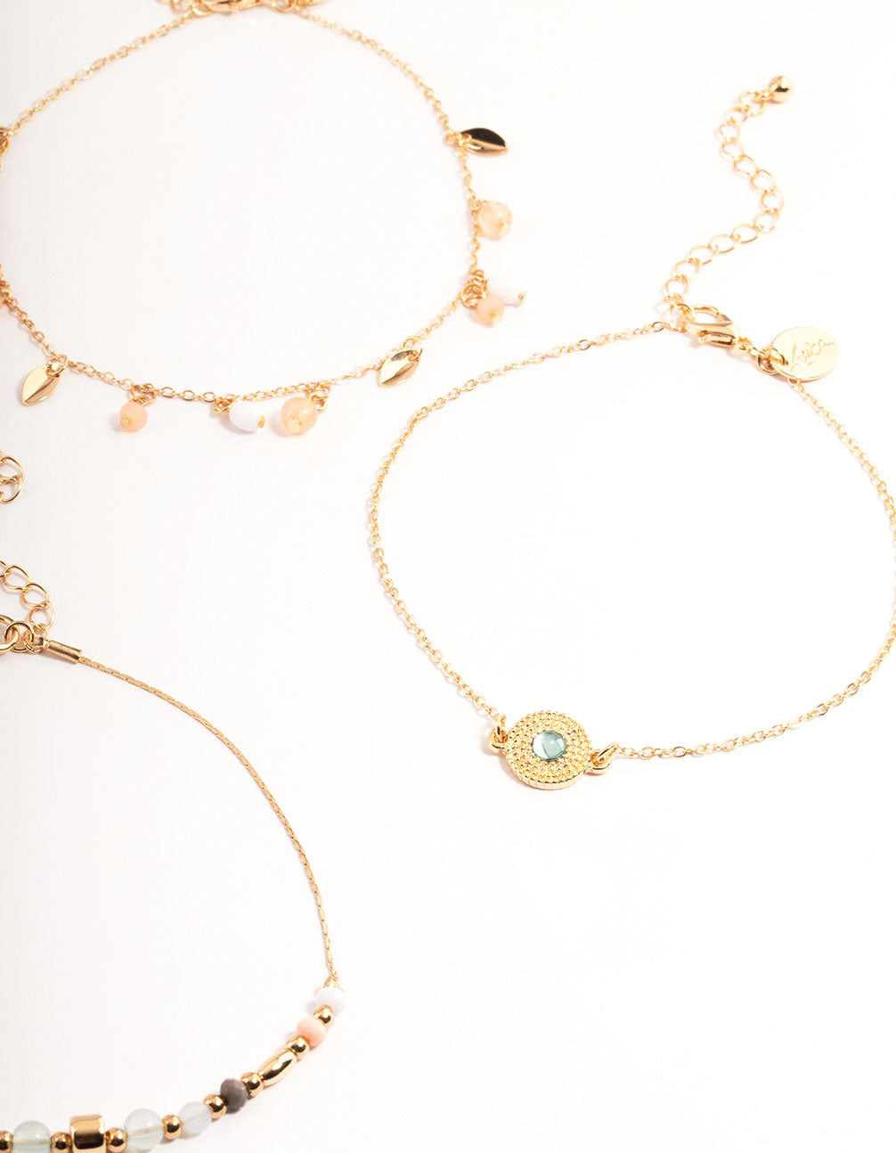 Gold Five Layer Multi Bead Anklet
