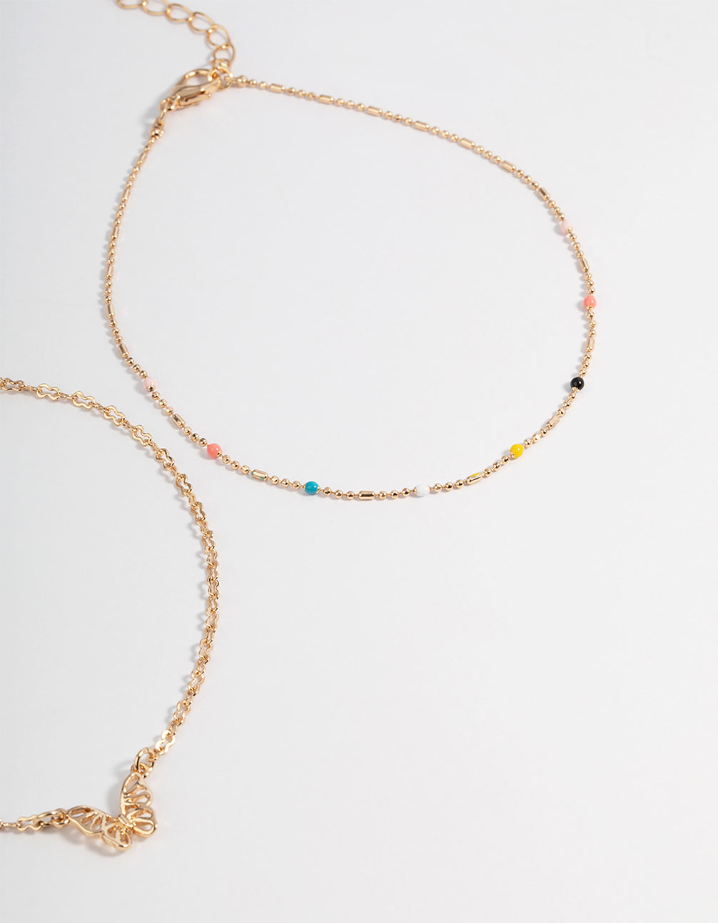 Gold Three Layer Fine Charm Anklet