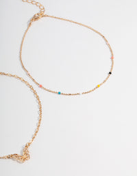 Gold Three Layer Fine Charm Anklet - link has visual effect only