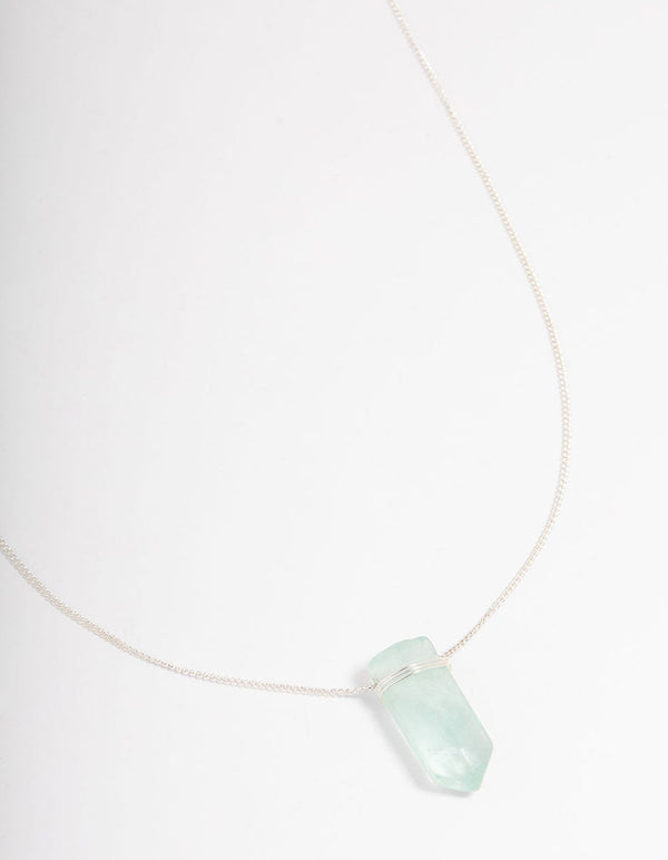 Silver Green Fluorite Shard Curb Necklace