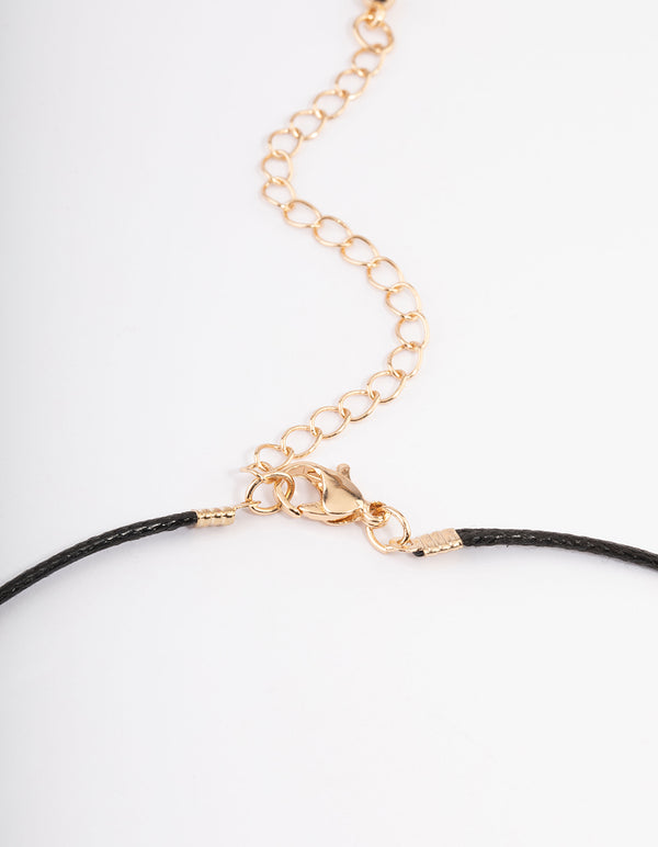 Gold Jade Donut Cord Necklace