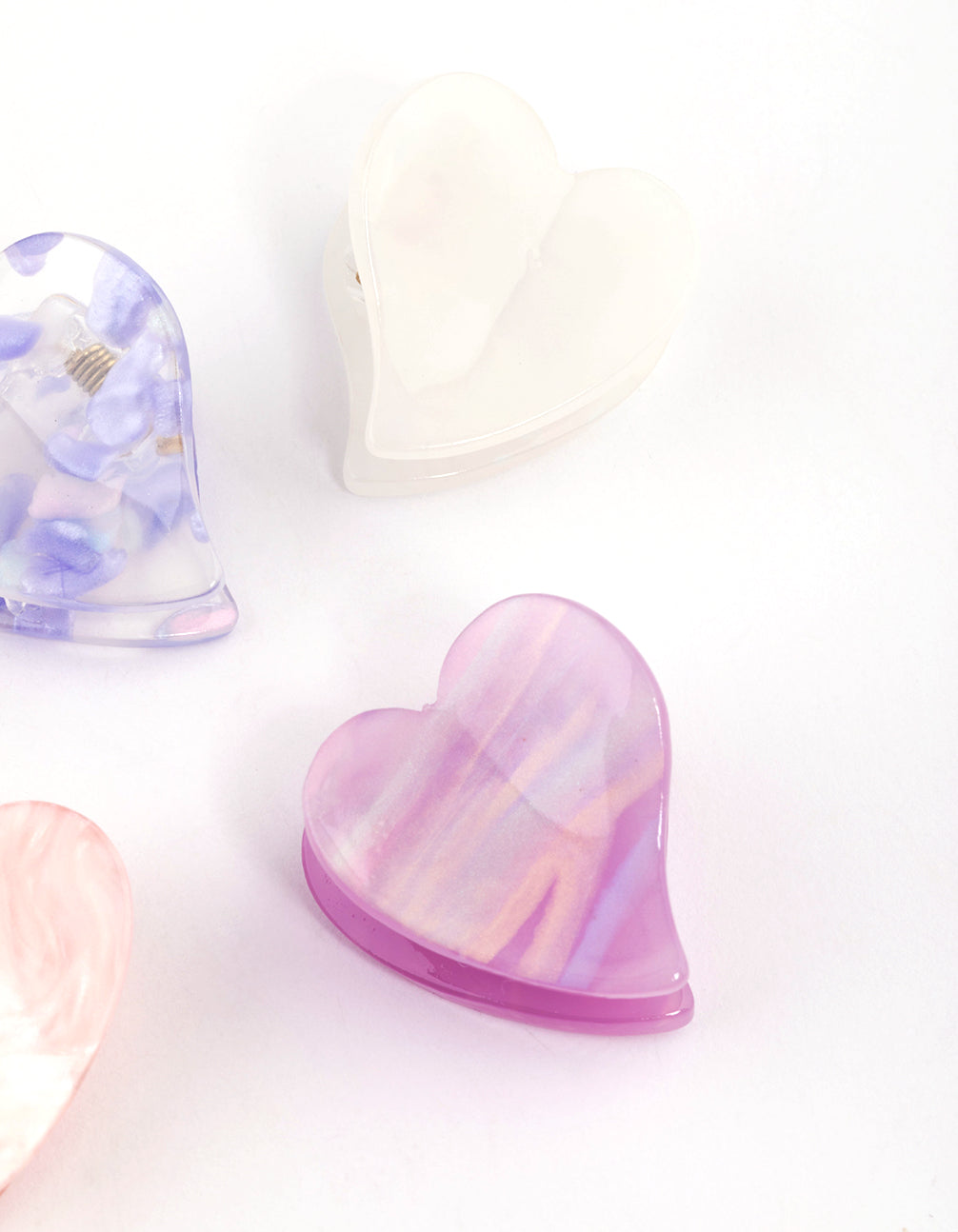 Acrylic Mini Hearts Claw Clip 4-Pack