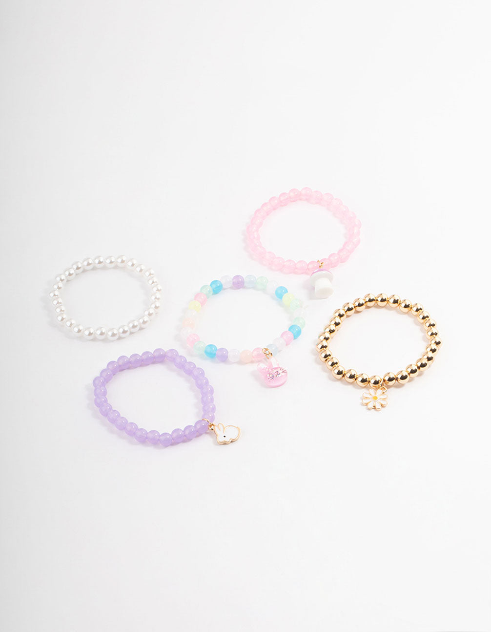 Kids Bunny Flower Stretch Bracelet 5-Pack