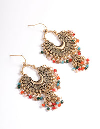 Antique Gold Multi Bead Drop Jhumka Earrings - link has visual effect only