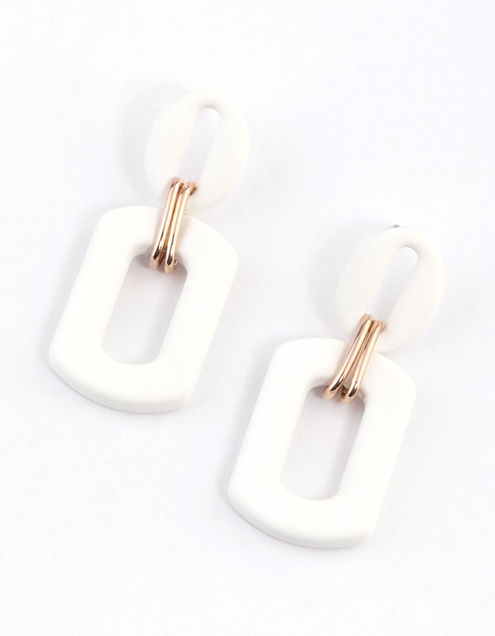 Rose Gold Mini Rubber Link Drop Earrings