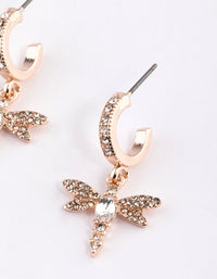 Rose Gold Diamante Dragonfly Huggie Earrings - link has visual effect only