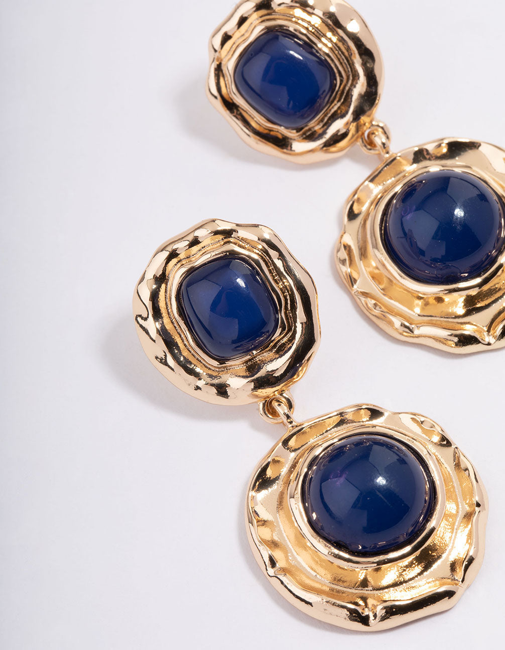 Gold Vintage Molten Round Drop Earrings