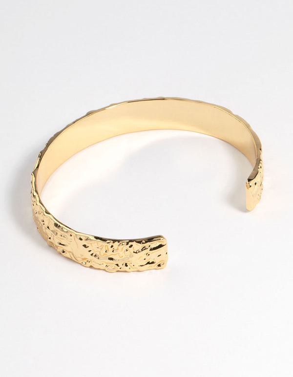 Gold Plated Brass Hammered Cuff Bracelet