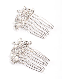 Silver Crystal Diamante Comb Pack - link has visual effect only