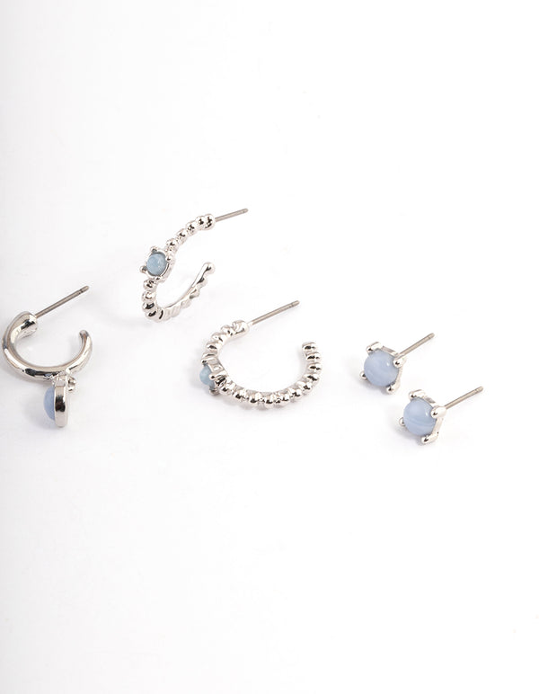 Antique Silver Black Stacker Earrings