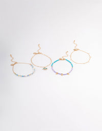 Gold Evil Eye Bead Anklet 4-Pack - link has visual effect only