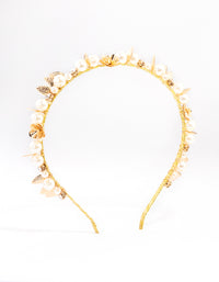 Gold Rose Pearl & Diamante Headband - link has visual effect only