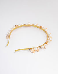 Gold Rose Pearl & Diamante Headband - link has visual effect only