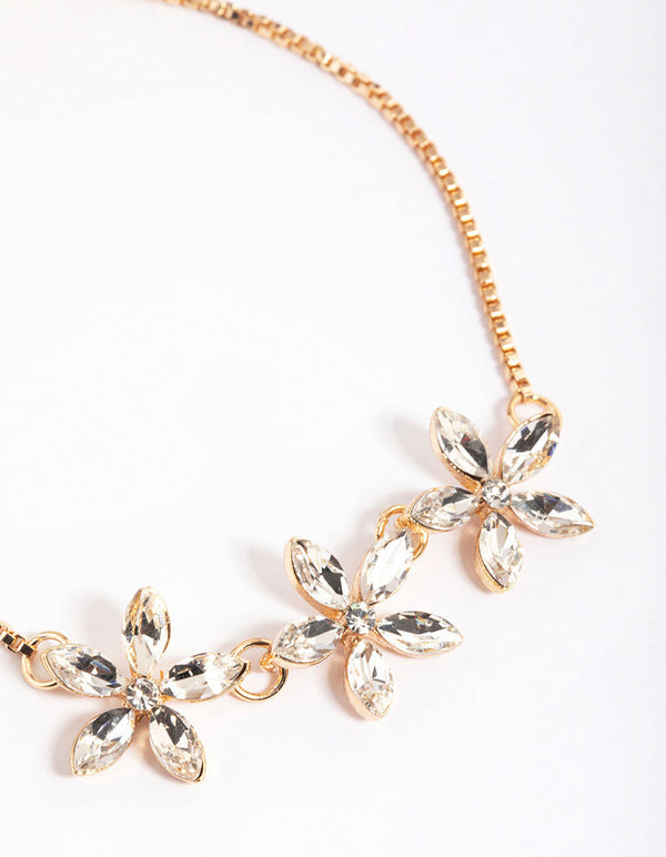 Gold Triple Flower Toggle Bracelet