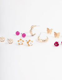 Gold Love & Peace Garden Earrings 8-Pack - link has visual effect only