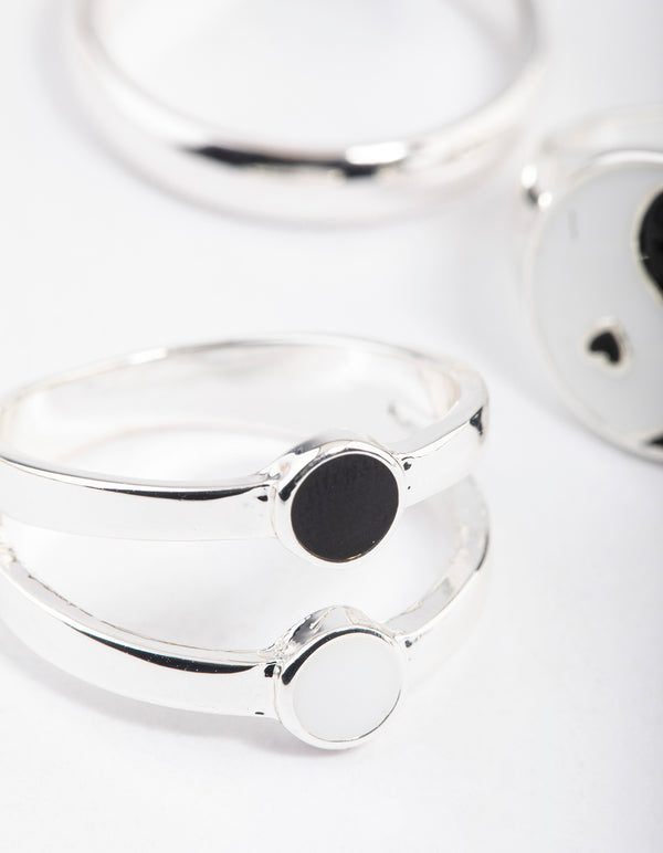 Silver Heart & Yin Yang Ring Pack