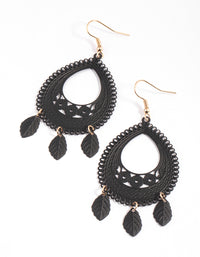 Coated Black Boho Leaf Drop Earrings - link has visual effect only