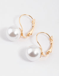 Gold Classic Pearl Huggie Earrings - link has visual effect only