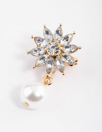 Gold Flower Pearl Droplet Brooch - link has visual effect only