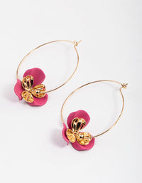 Fuchsia Large Flower Hoop Earrings - link has visual effect only