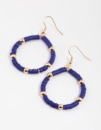 Blue Mixed Disc & Round Bead Drop Earrings - link has visual effect only