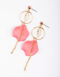 Pink Circle Twisted Chain Drop Earrings - link has visual effect only