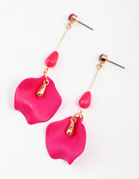 Fuchsia Diamante Stack Petal Drop Earrings - link has visual effect only