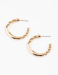 Gold Screw Medium Hoop Earrings - link has visual effect only