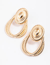 Gold Ornate Door Knocker Drop Earrings - link has visual effect only