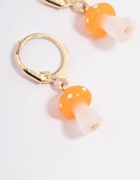 Gold Mini Mushroom Huggie Earrings - link has visual effect only