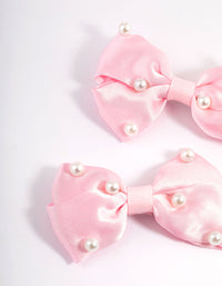 Kids Fabric Pearl Bow Hair Clip Pack - link has visual effect only