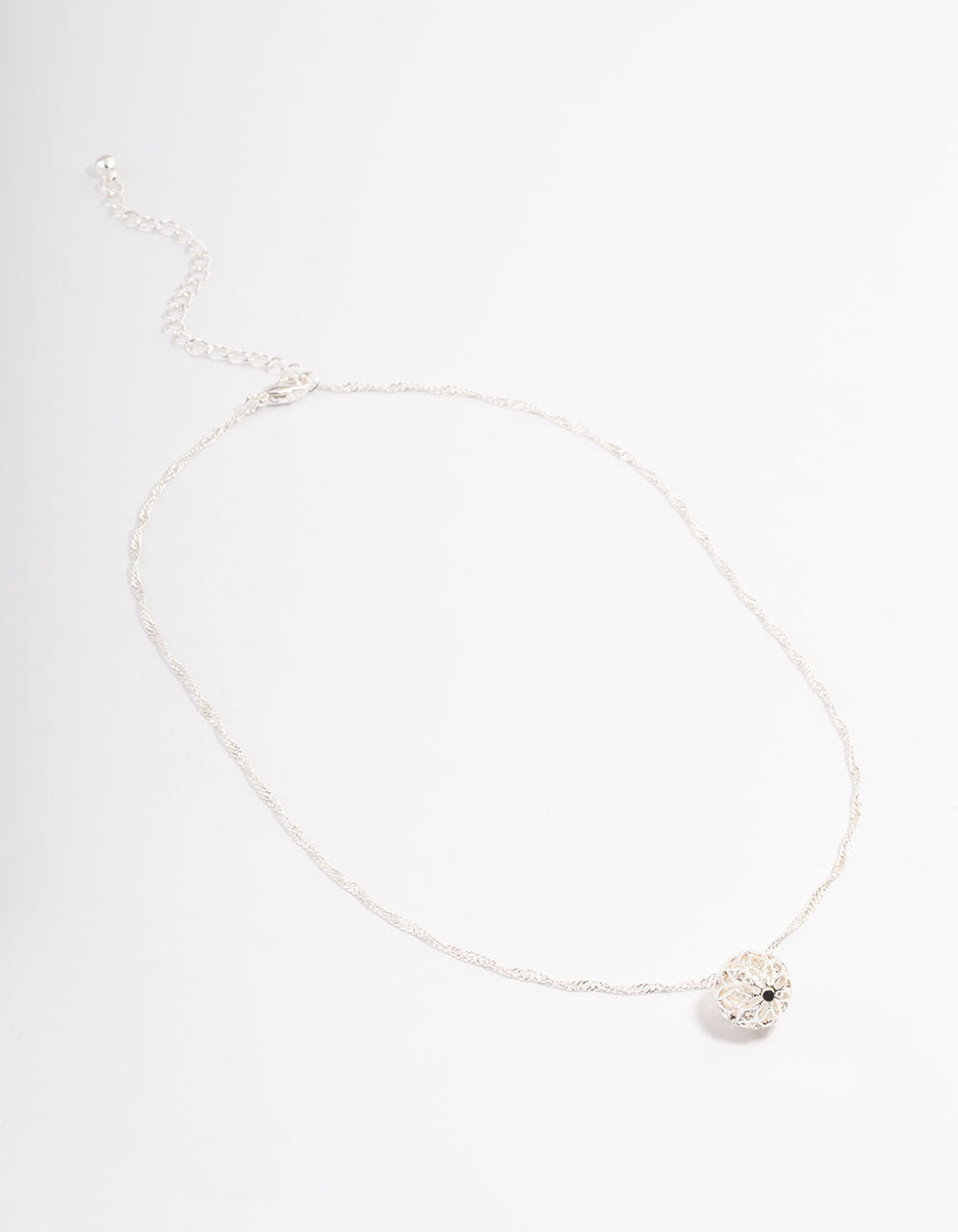 Silver Filigree Ball Pendant Necklace