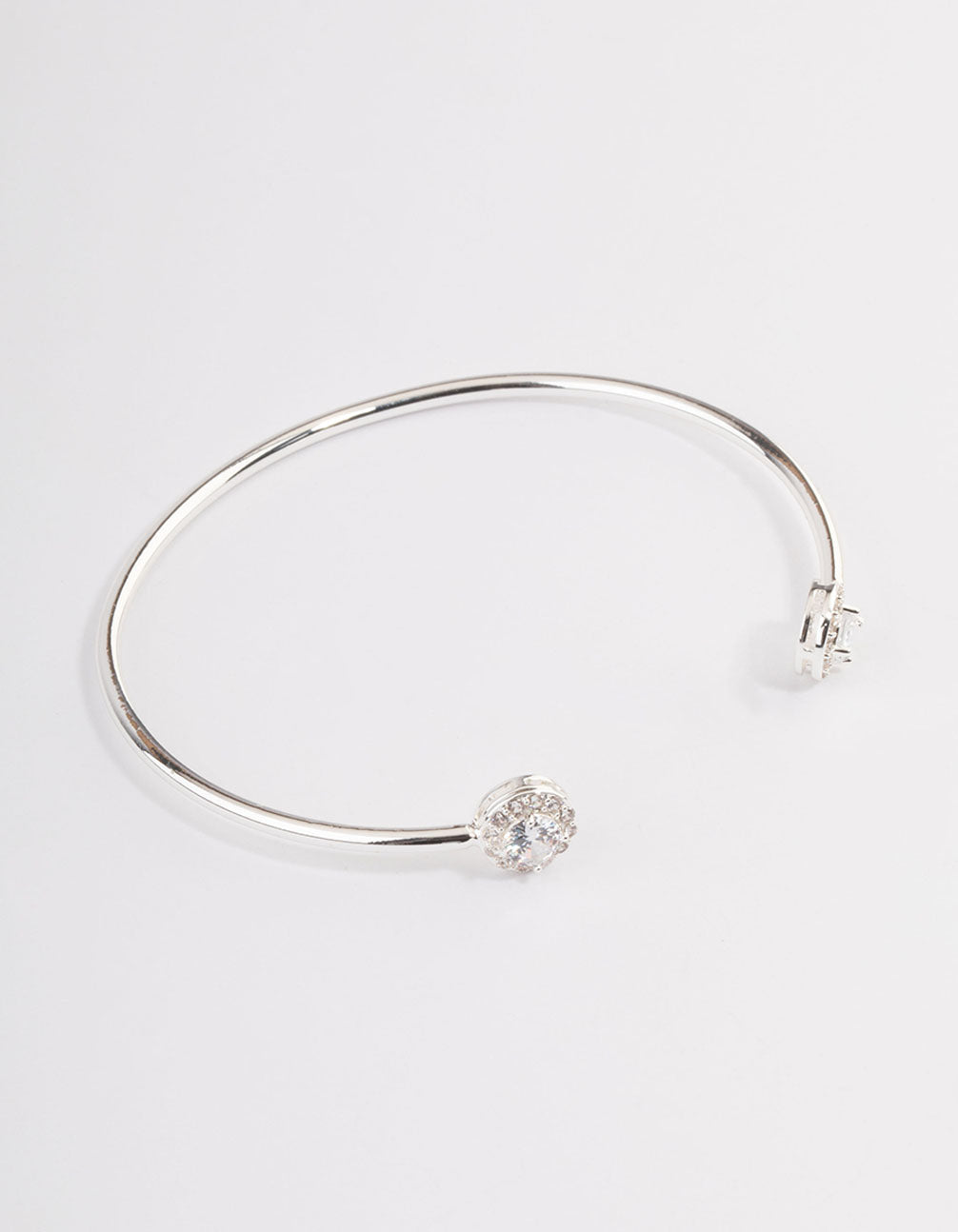 Silver Cubic Zirconia Circle Diamante End Bracelet