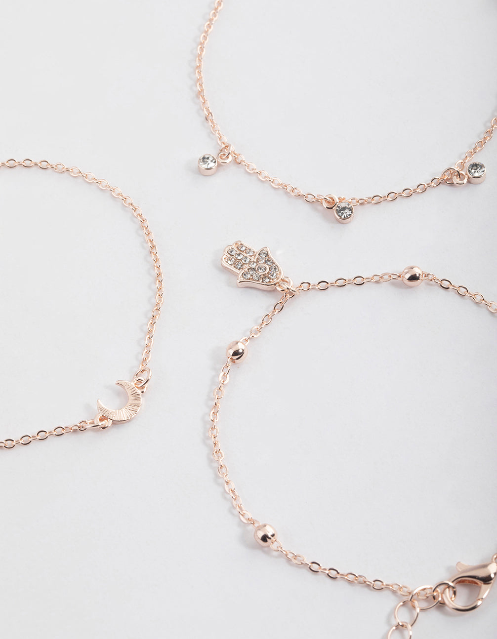Rose Gold Diamante Fatima Bracelet Pack