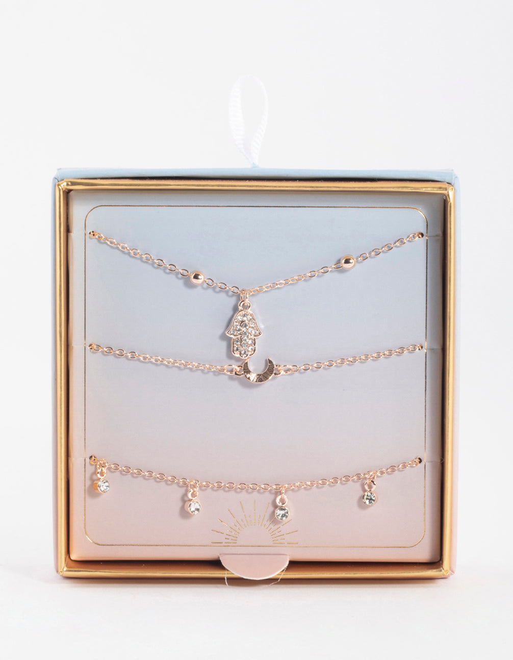 Rose Gold Diamante Fatima Bracelet Pack