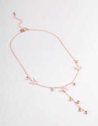 Rose Gold Mix Butterfly & Diamante Y-Necklace - link has visual effect only