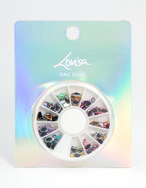 Mixed Clear Marquise Gems Press On Nail Kit