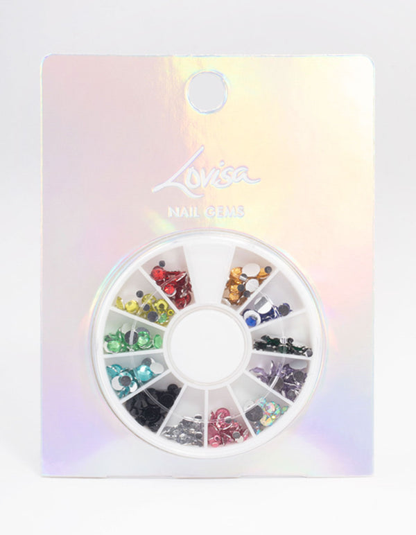 Mixed Clear Circle Gems Press On Nail Kit