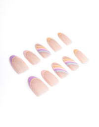 Plastic Multi Rainbow Press On Nails - link has visual effect only
